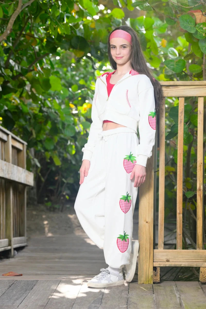 LEAH STRAWBERRY ZIP UP HOODIE - KATIE J NYC - HOODIES