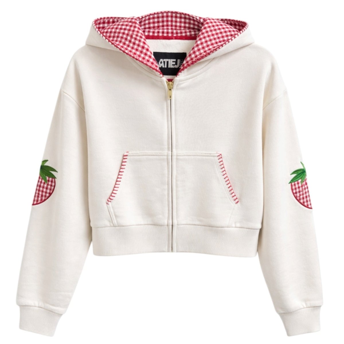 LEAH STRAWBERRY ZIP UP HOODIE (PREORDER) - KATIE J NYC - HOODIES