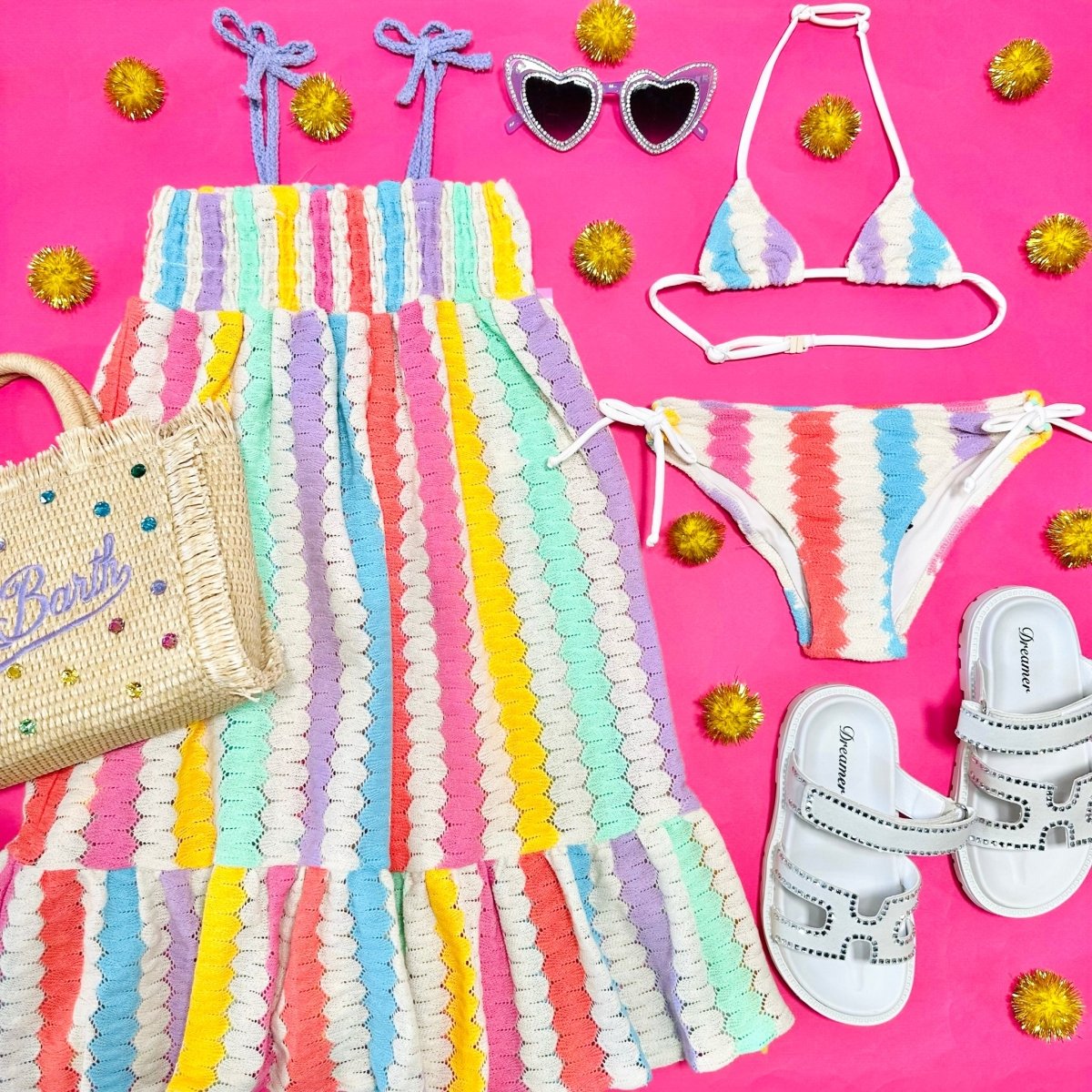 LEONOR PASTEL STRIPE DRESS - DRESSES