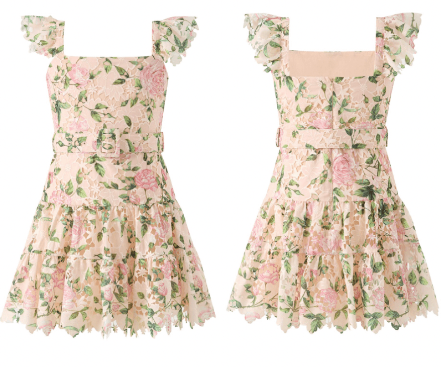 LEONORA EMBROIDERED FLORAL MINI DRESS (PREORDER) - MARLO