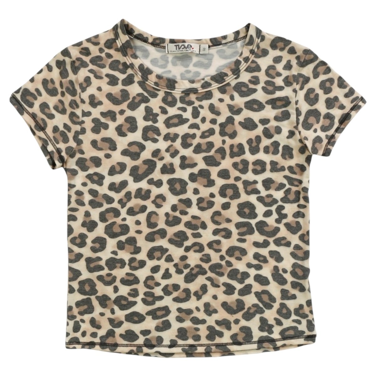 LEOPARD SHORT SLEEVE CROP TOP - SHORT SLEEVE TOPS