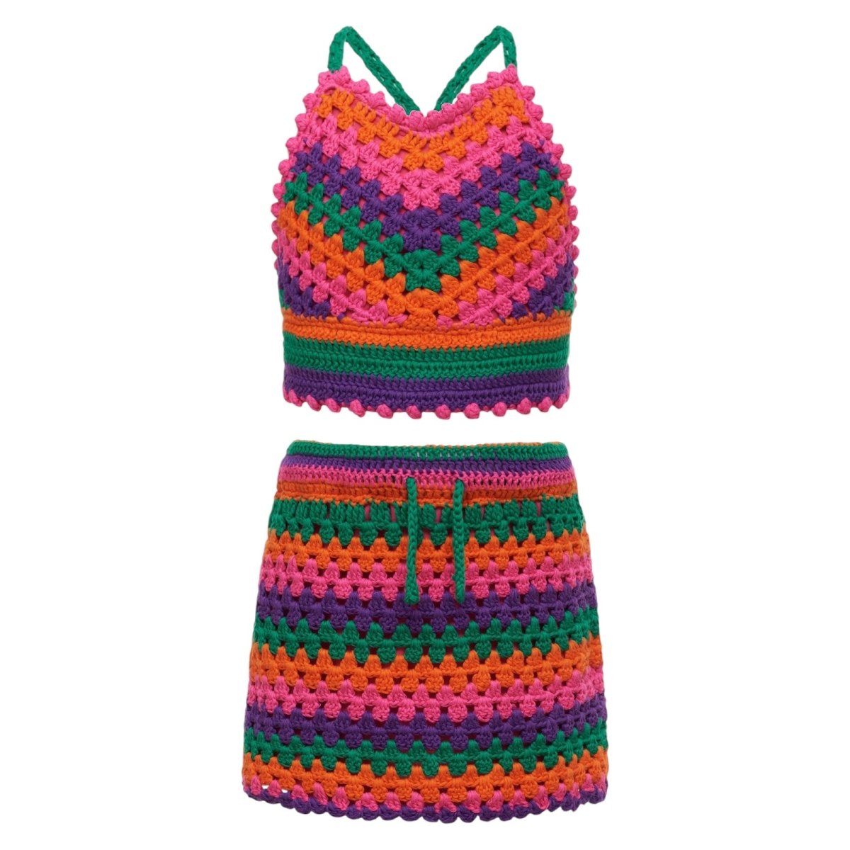 Technicolor Crochet Halter Top and Skirt Set | Beach Riot Kids
