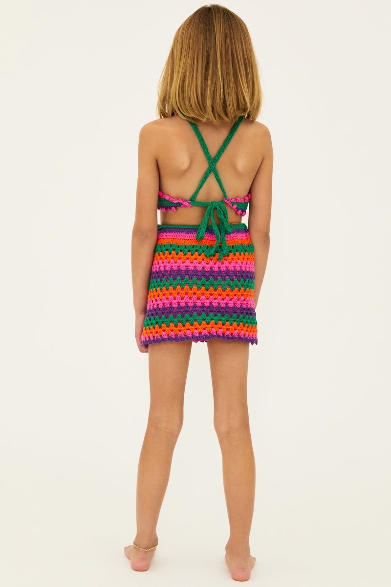 LITTLE CARMEN TECHNICOLOR CROCHET HALTER TOP AND SKIRT SET - SET