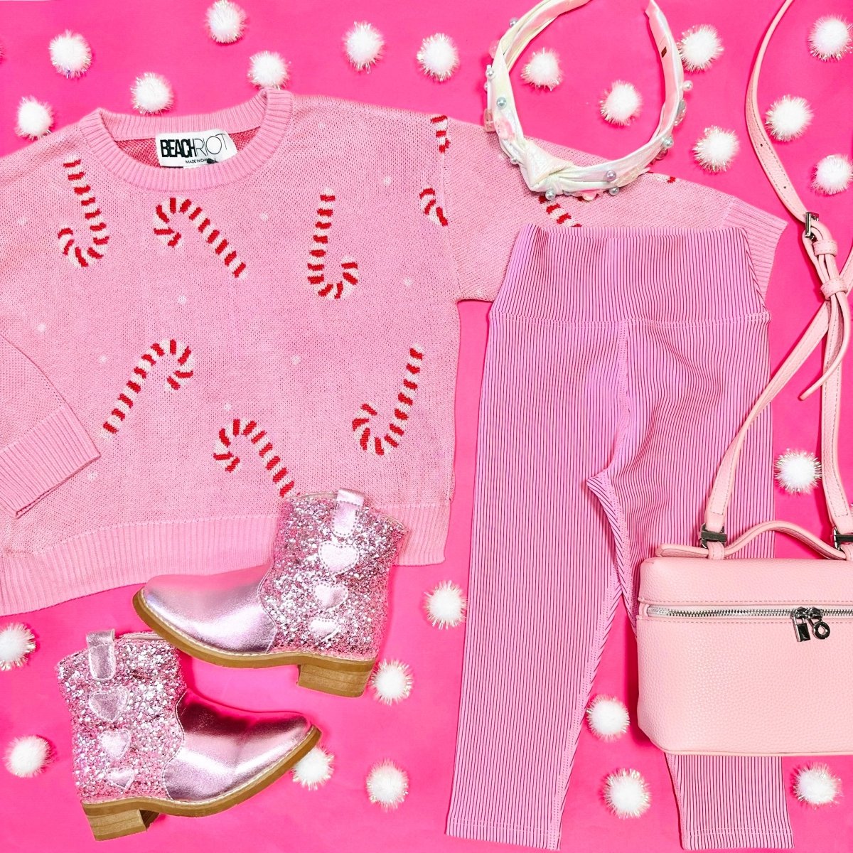 LITTLE PEPPA LEGGINGS IN CANDY CANE STRIPES - LEGGINGS