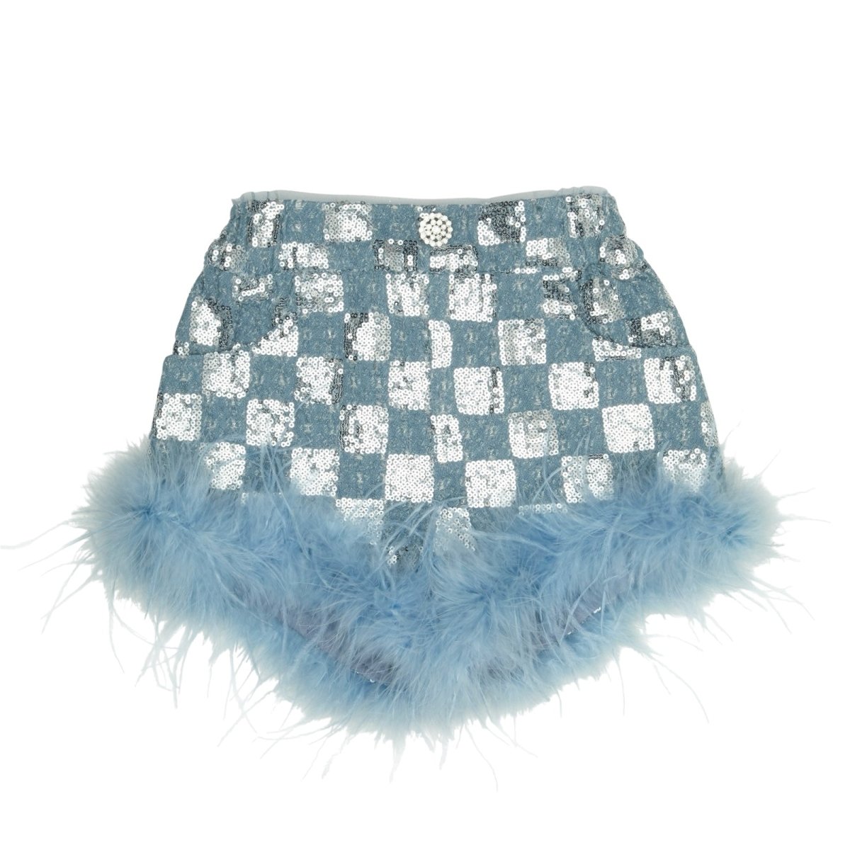 Kids Blue Checkered Denim Shorts Kids Blue Checkered Denim Shorts