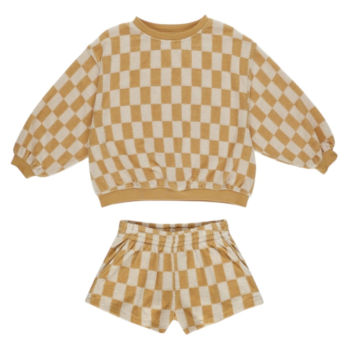 MARIGOLD CHECK SUMMER SWEATSHIRT AND SHORTS SET - SET