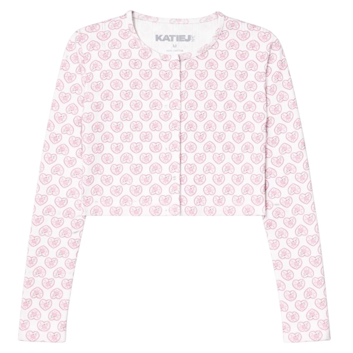 MARINA PICOT EDGE HEART CROP CARDIGAN - KATIE J NYC