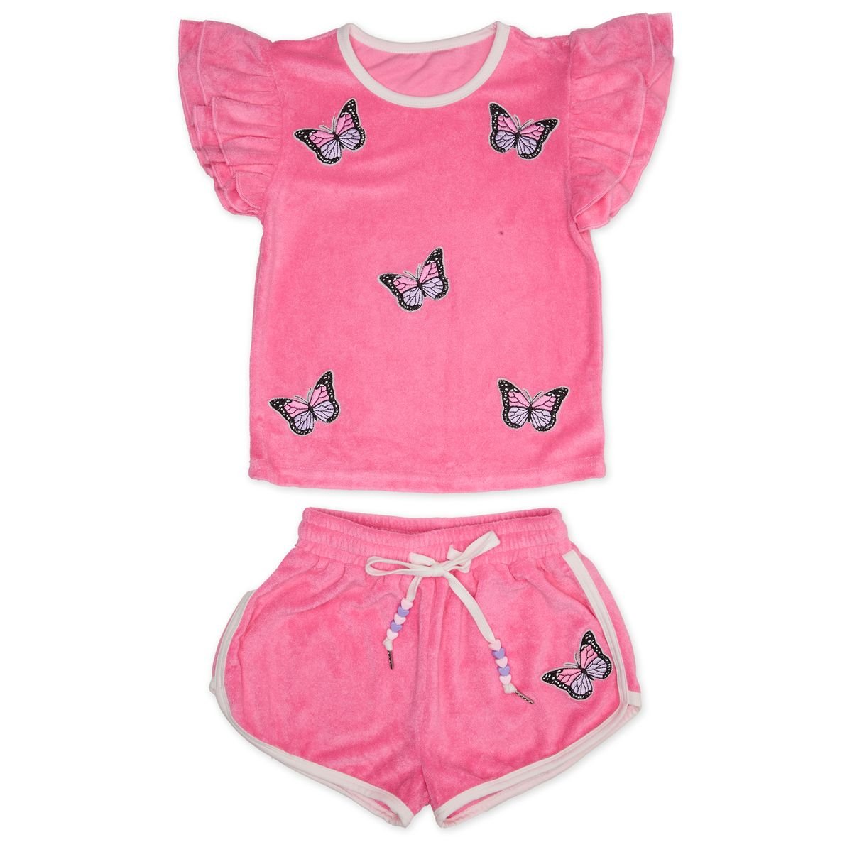 MARIPOSA BUTTERFLY TERRY FLUTTER SLEEVE AND SHORTS SET - MINI DREAMERS
