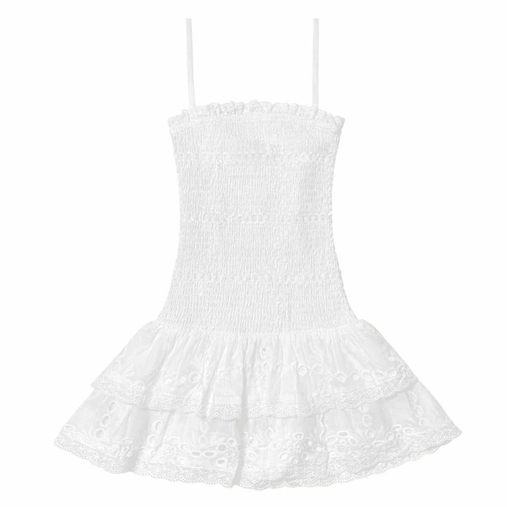 MELINA EYELET RUFFLE DRESS - KATIE J NYC