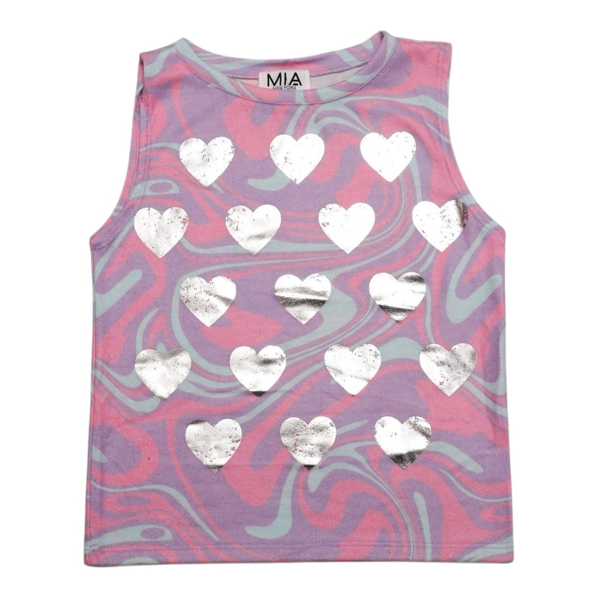METALLIC HEARTS SWIRL HACHI TANK TOP - TANK TOPS