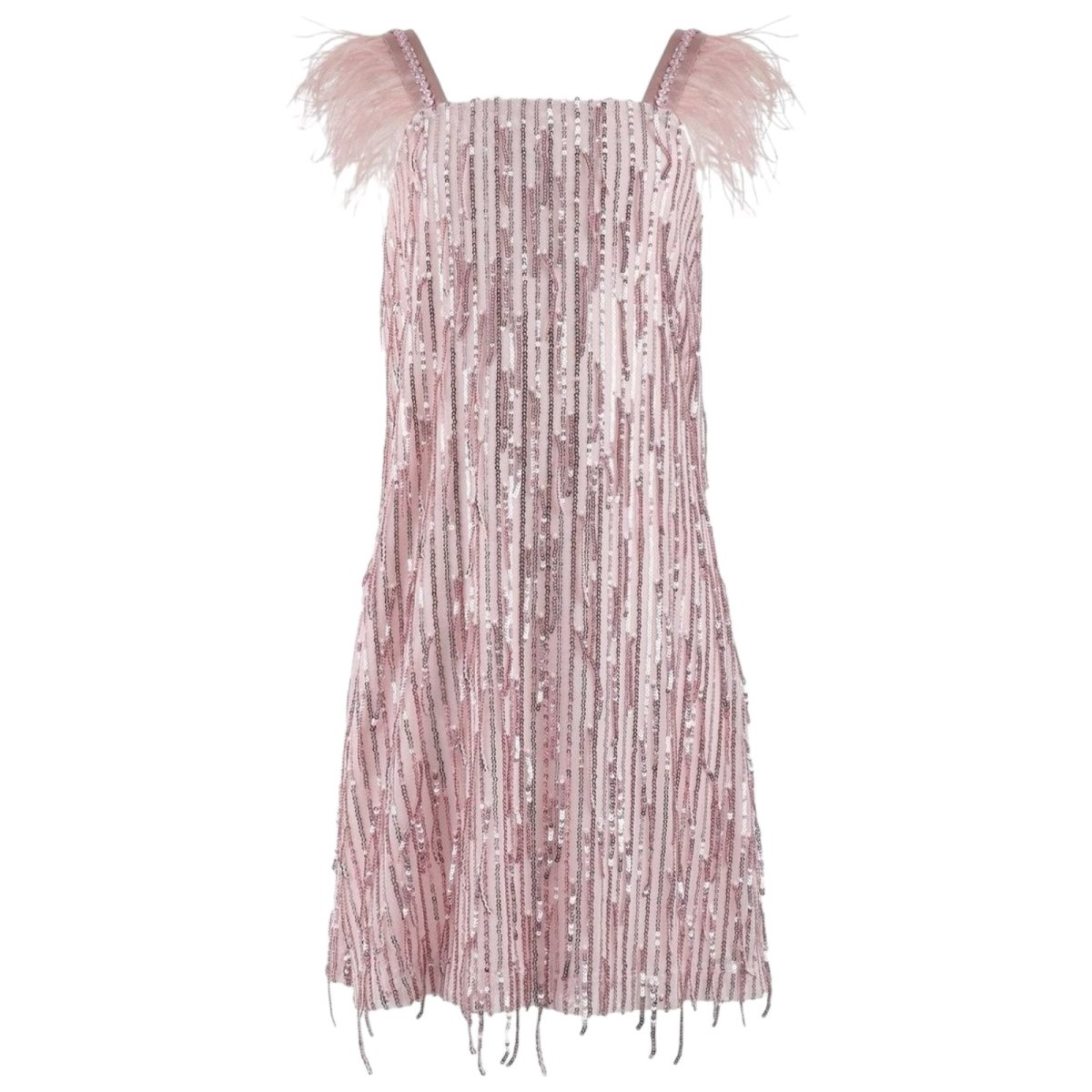 MILA SEQUIN FEATHER DRESS - DRESSES