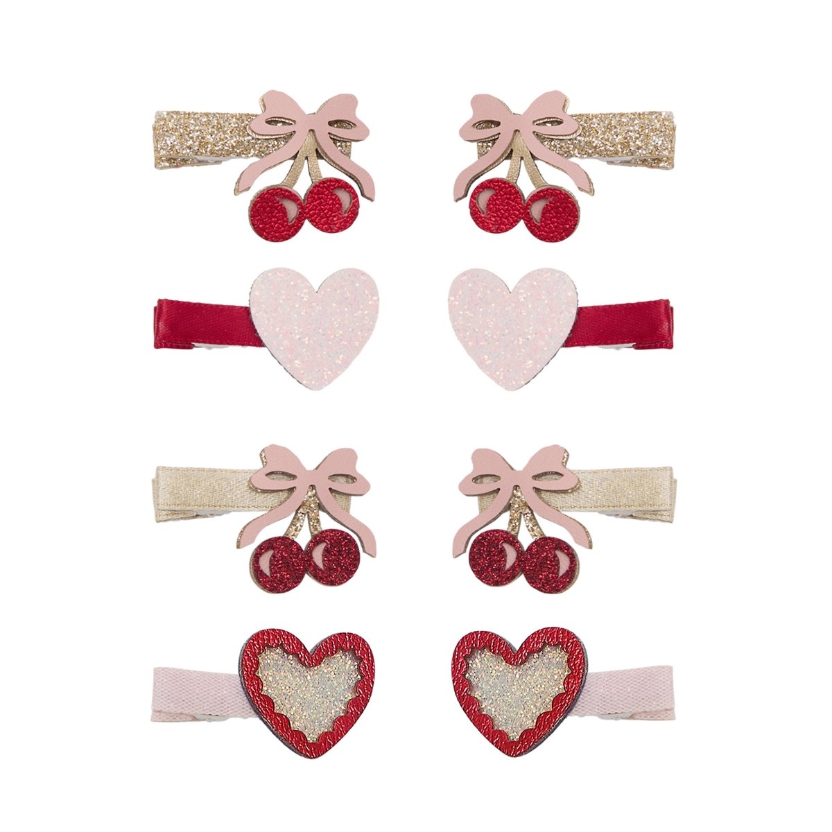 MINI CHERRIES & HEART CLIPS SET OF 8 (PREORDER) - MIMI & LULA