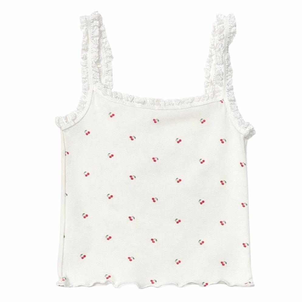 MINI CHERRY SUSAN LACE TRIM TANK TOP - KATIE J NYC