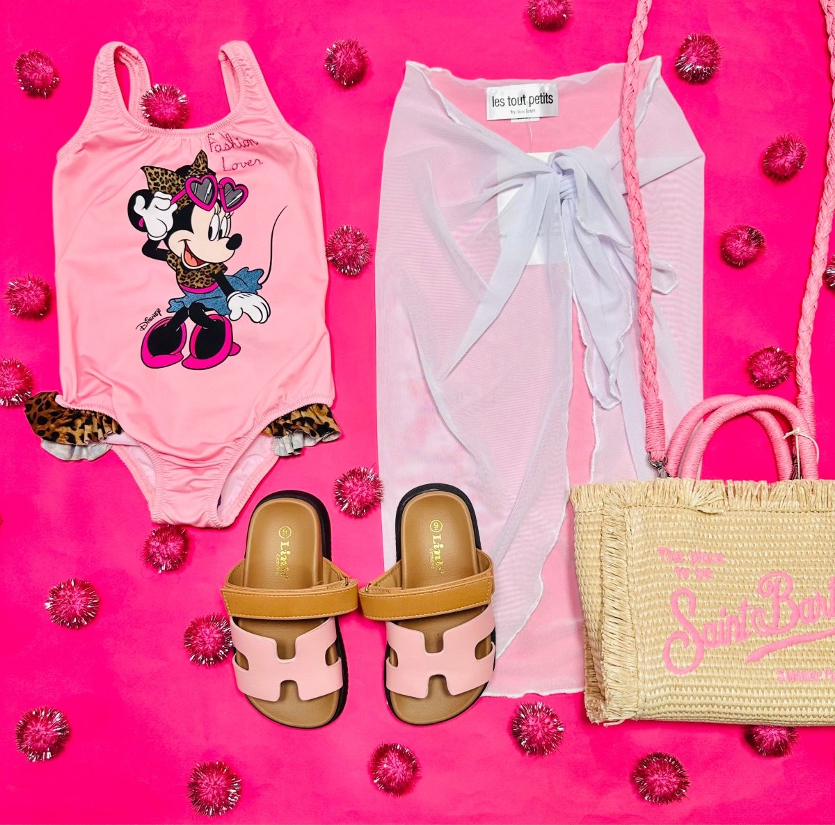 MINNIE MOUSE TIANA ONE PIECE SWIMSUIT W/ LEOPARD TRIM - MC2 SAINT BARTH KIDS - ONE PIECE SWIMSUIT