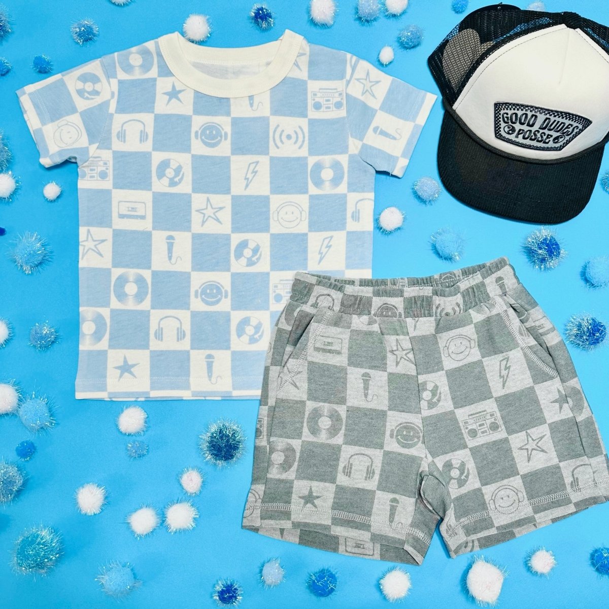 MUSIC CHECKERED TSHIRT - SHORT SLEEVE TOPS