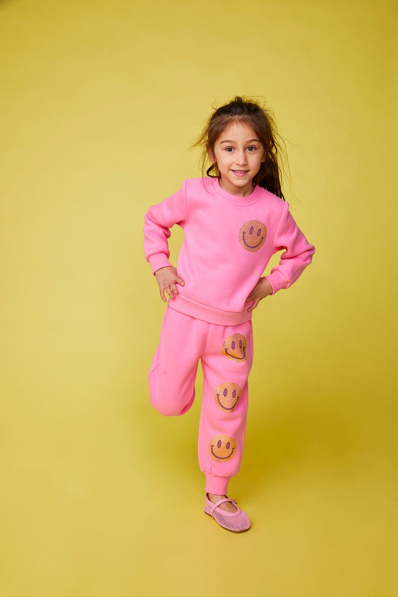 NAOMI CRYSTAL SMILEY FACE SWEATSHIRT AND SWEATPANTS SET - MINI DREAMERS