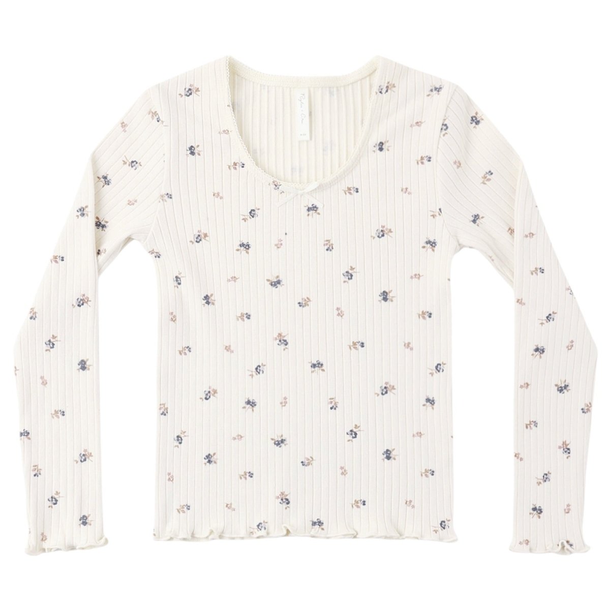 NATURAL DITSY RIBBED LONG SLEEVE TSHIRT - RYLEE + CRU
