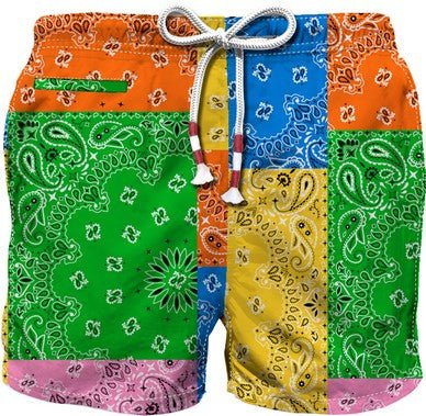 NEON BANDANA PATCHES SWIM TRUNKS (PREORDER) - MC2 SAINT BARTH KIDS