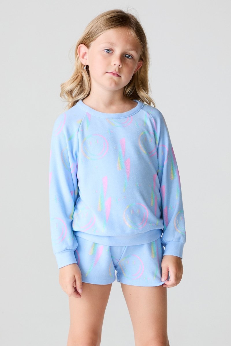 NEON LIGHTNING SMILEY SWEATSHIRT (PREORDER) - CHASER KIDS