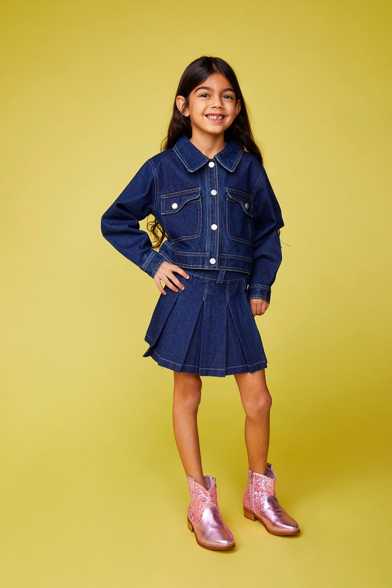 NIKKI DENIM JACKET AND PLEATED SKIRT SET - MINI DREAMERS