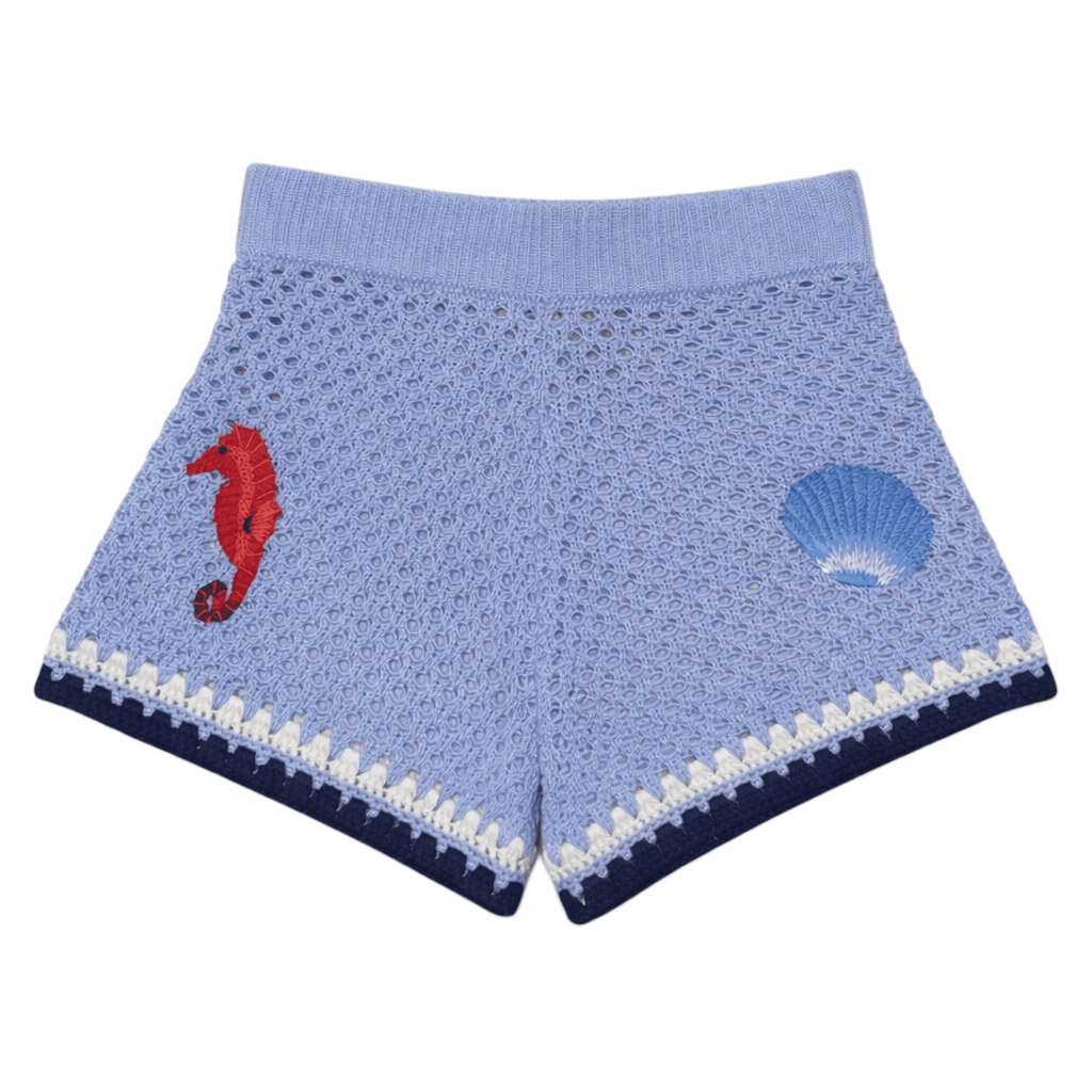 OCEAN PATCHES KNITTED YVETTE JR SHORTS - MC2 SAINT BARTH KIDS