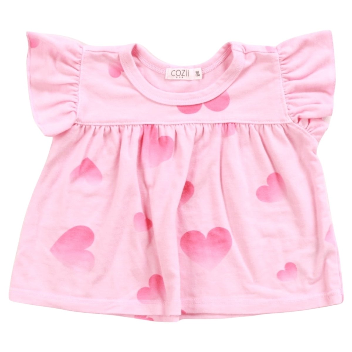 OMBRÉ HEART RUFFLE TSHIRT - SHORT SLEEVE TOPS