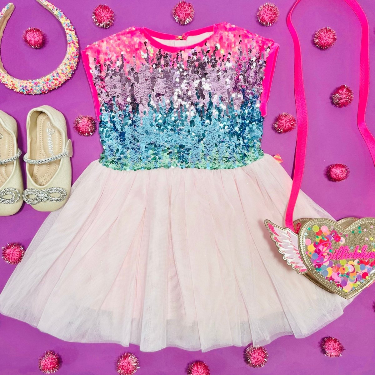 OMBRÉ SEQUIN TULLE DRESS - BILLIEBLUSH