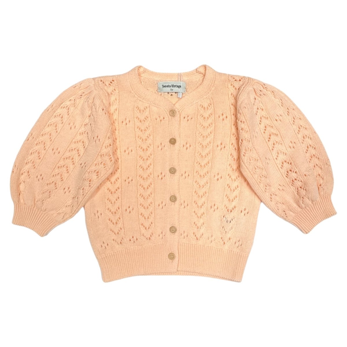 OPEN KNIT PUFF SLEEVE CARDIGAN - CARDIGANS