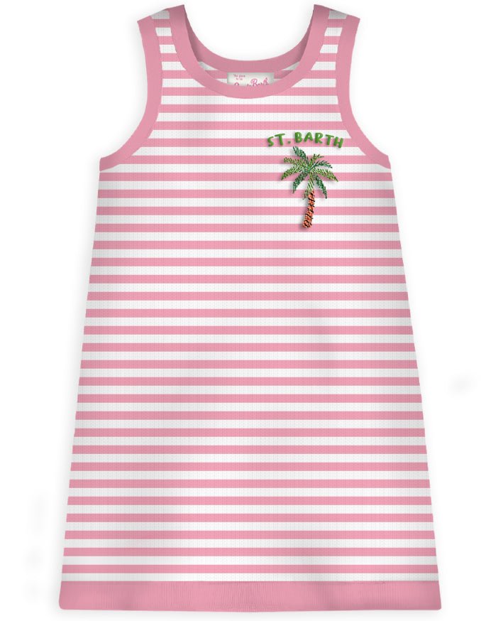 PALM TREE KNITTED STRIPE COVER UP AUDIE DRESS (PREORDER) - MC2 SAINT BARTH KIDS