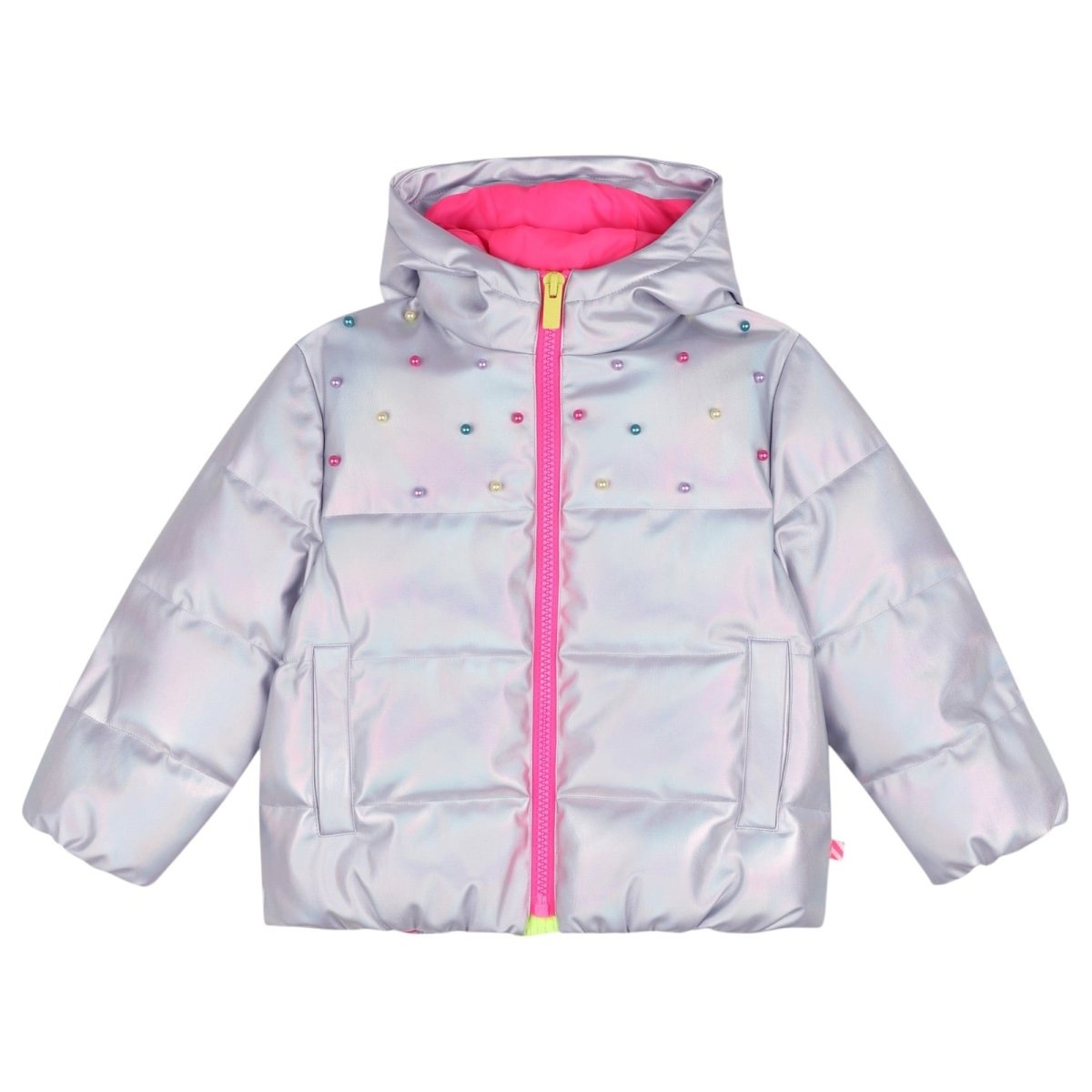 PEARL STUDDED METALLIC HOODED PUFFER (PREORDER) - BILLIEBLUSH