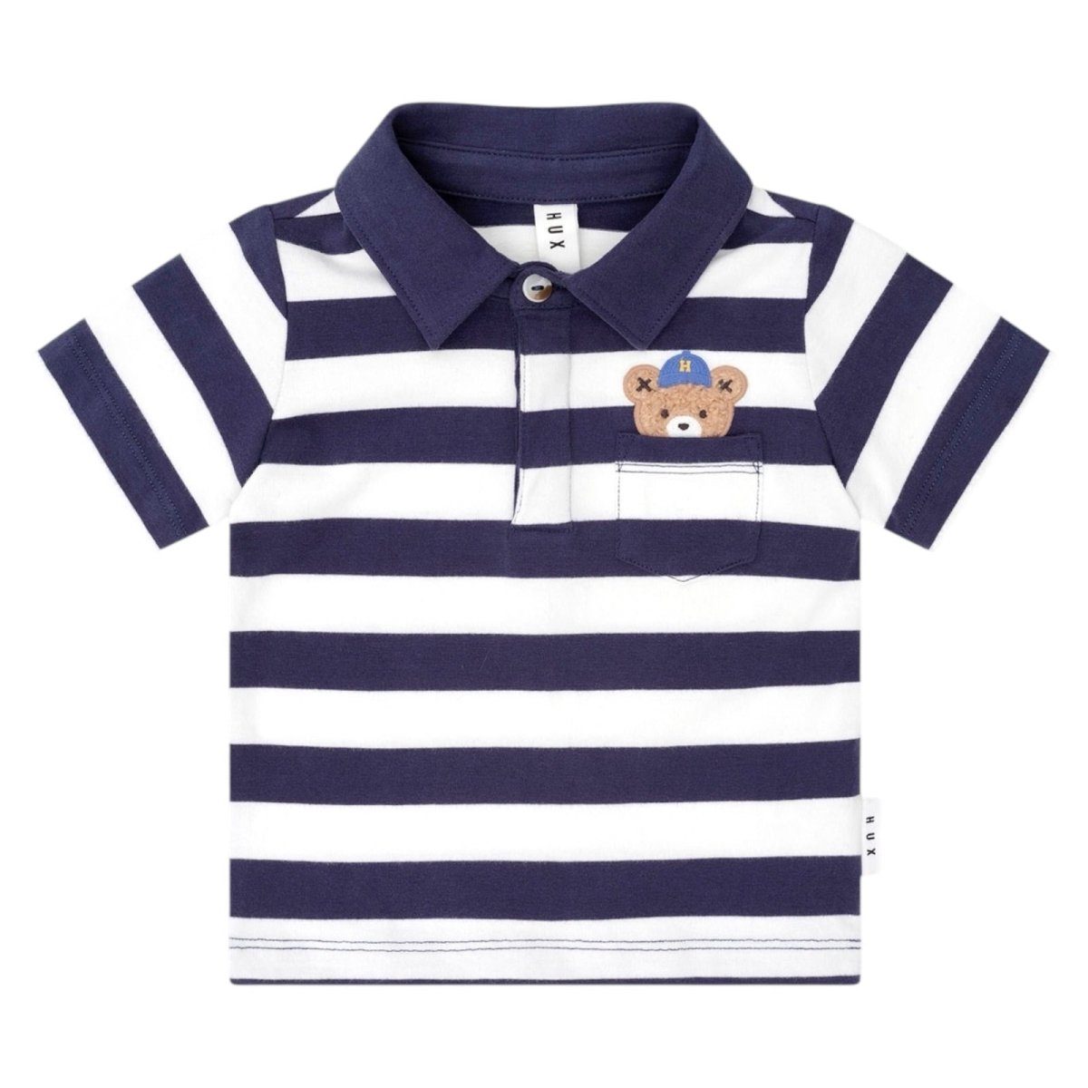 PEEKABOO STRIPE VARSITY HUX POLO TSHIRT - HUXBABY