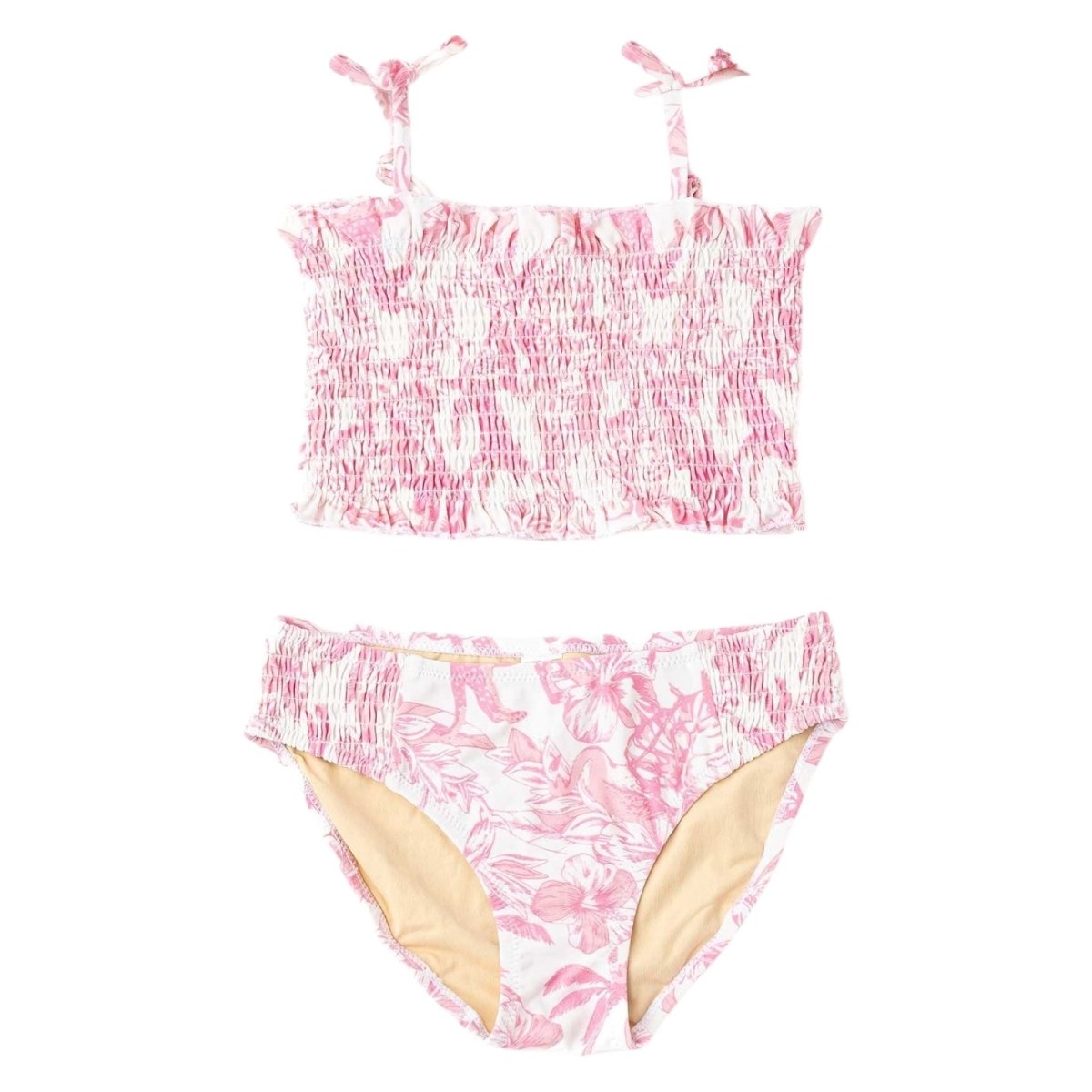 PINK PARADISE SMOCKED TWO PIECE SWIM BIKINI (PREORDER) - SHADE CRITTERS