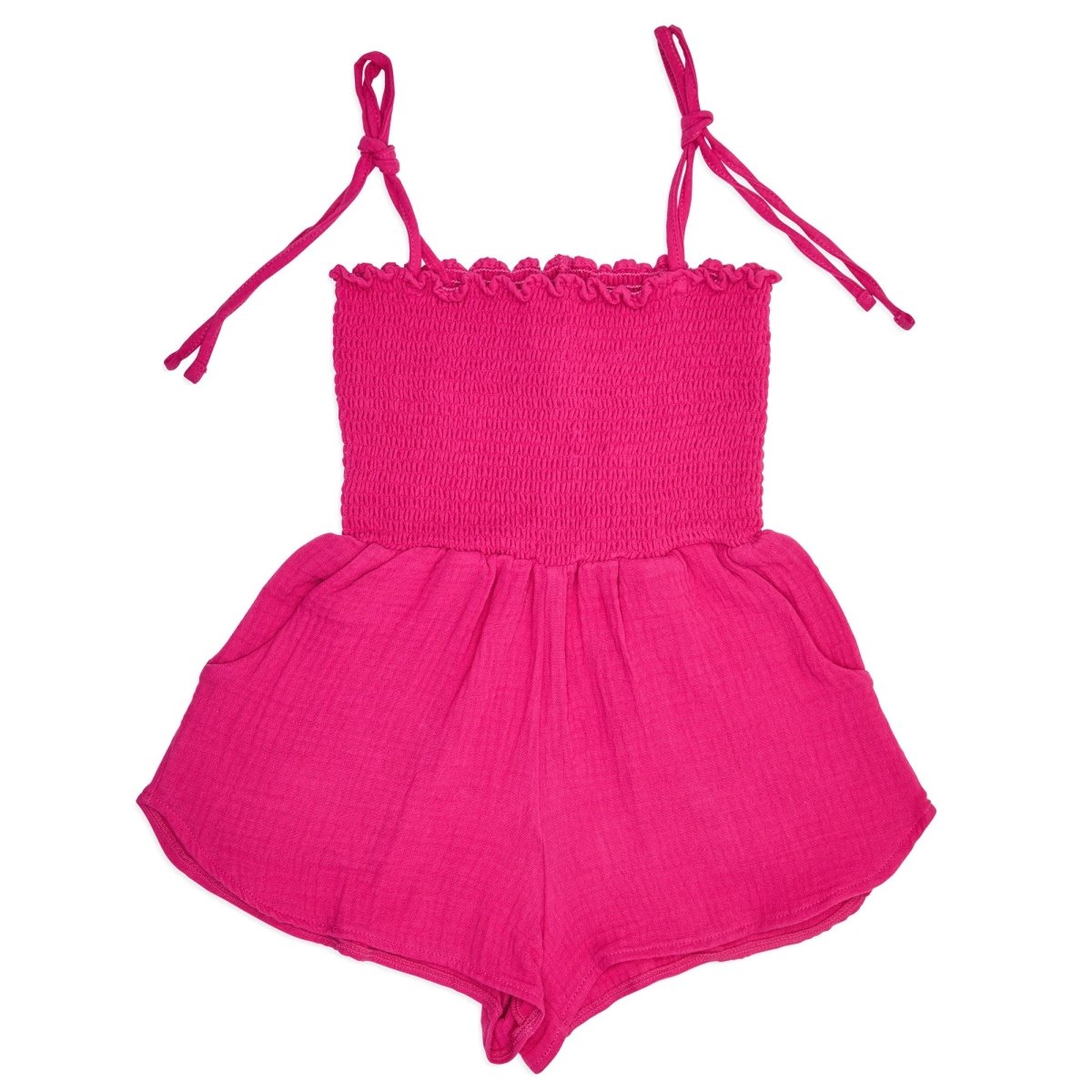 PINK PASSION IRIS T0REY SMOCKED ROMPER - LITTLE PEIXOTO