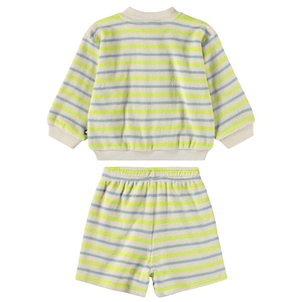PISTACIA STREAM STRIPE TERRY ZIP UP AND SAY SHORTS SET (PREORDER) - MOLO