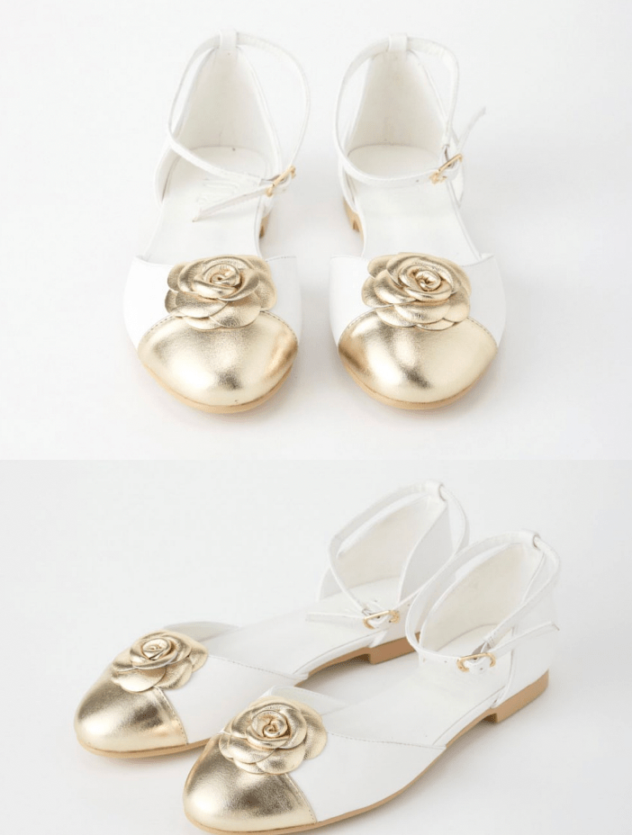 RACHEL METALLIC FLOWER FLATS (PREORDER) - FLATS