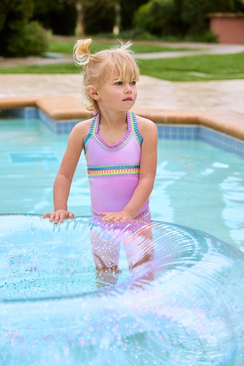RAINBOW EMBROIDERED TIE DYE TWO PIECE TANKINI - TWO PIECE BIKINI