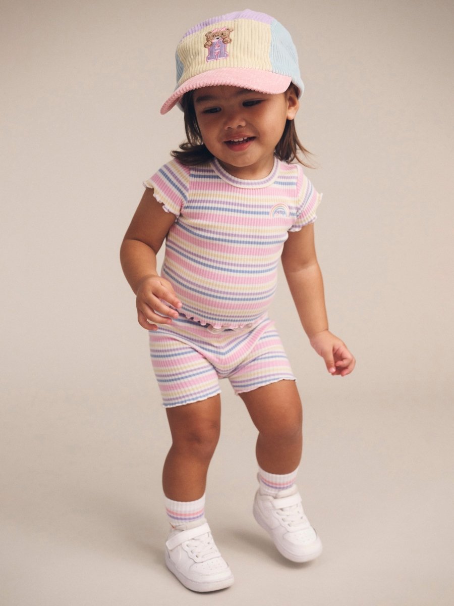 RAINBOW STRIPE RIB TSHIRT - SHORT SLEEVE TOPS