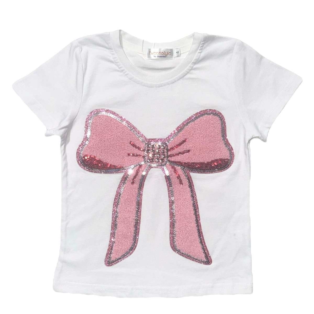 RHINESTONE BOW TSHIRT - SHORT SLEEVE TOPS