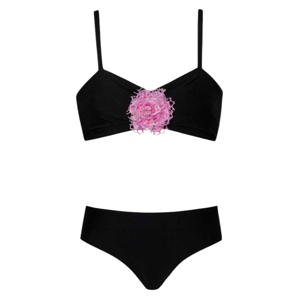 Girls Black & Pink Rosette Two Piece Bikini | Mini Dreamers