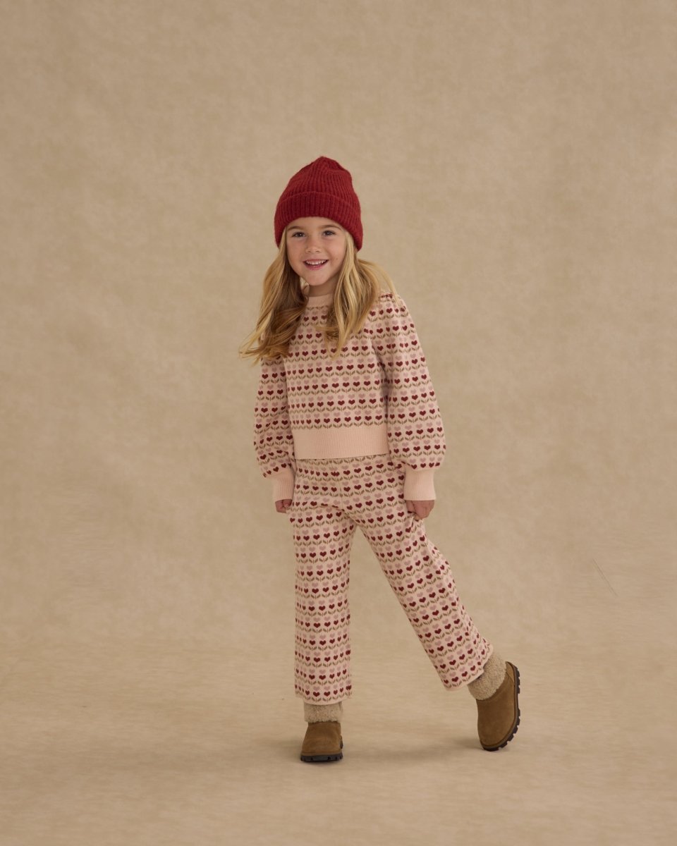 RUBY HEARTS JACQUARD KNIT SWEATER AND PANTS SET - RYLEE + CRU