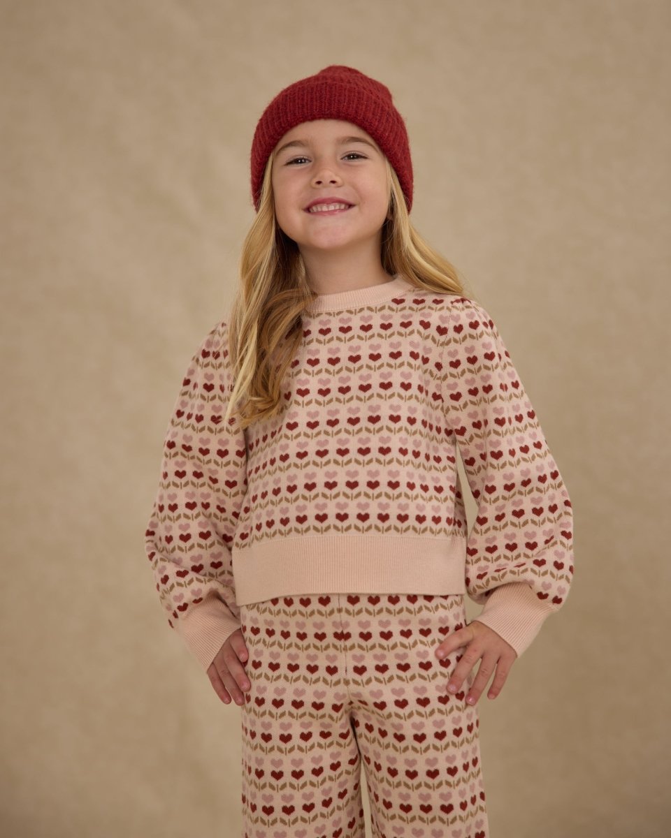 RUBY HEARTS JACQUARD KNIT SWEATER AND PANTS SET - RYLEE + CRU