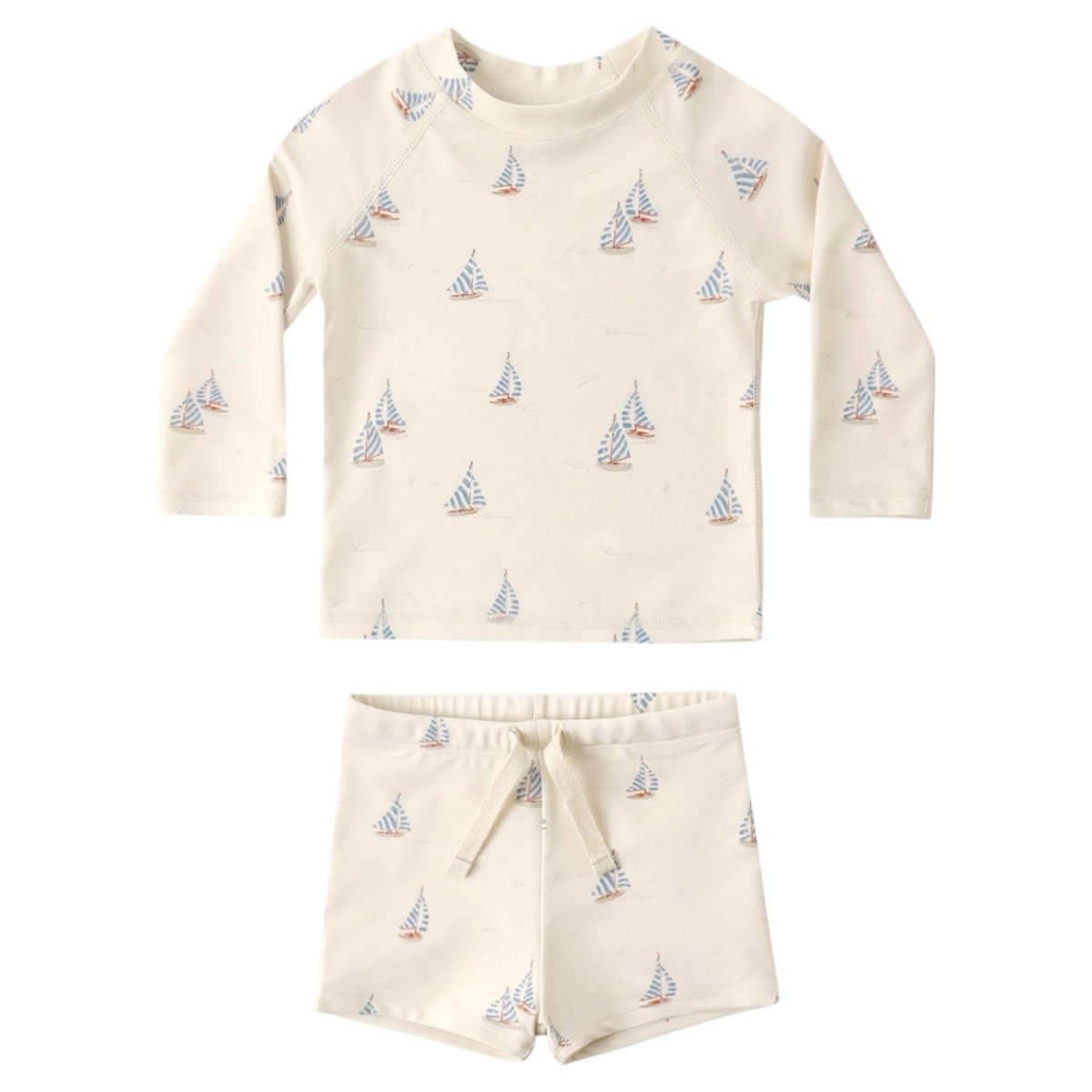 SAILBOATS RASHGUARD AND SWIM TRUNKS SET - RYLEE + CRU