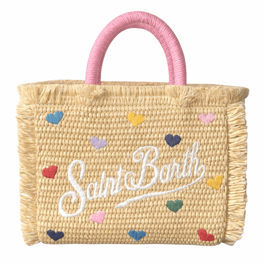 SAINT BARTH MINI HEARTS VANITY MINI STRAW BAG - MC2 SAINT BARTH KIDS