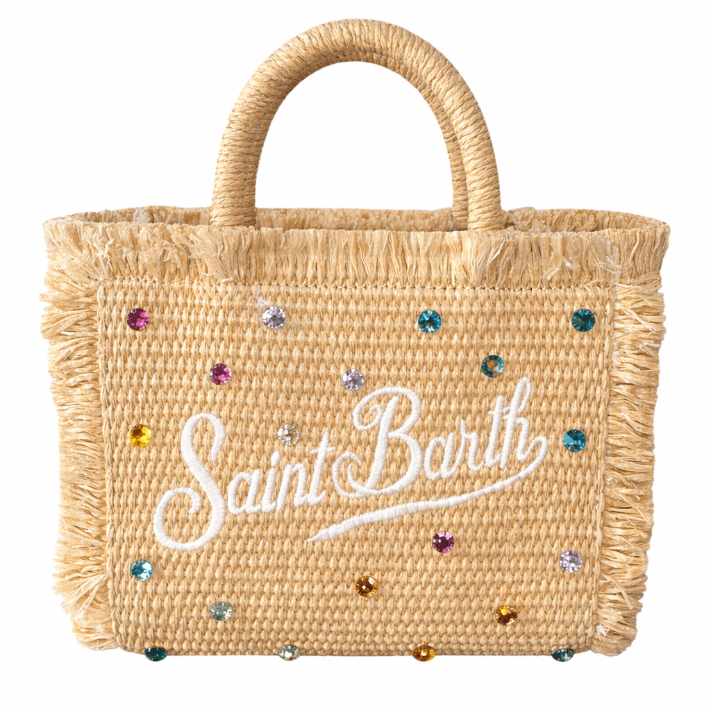 SAINT BARTH MULTI STRASS VANITY MINI STRAW BAG - MC2 SAINT BARTH KIDS