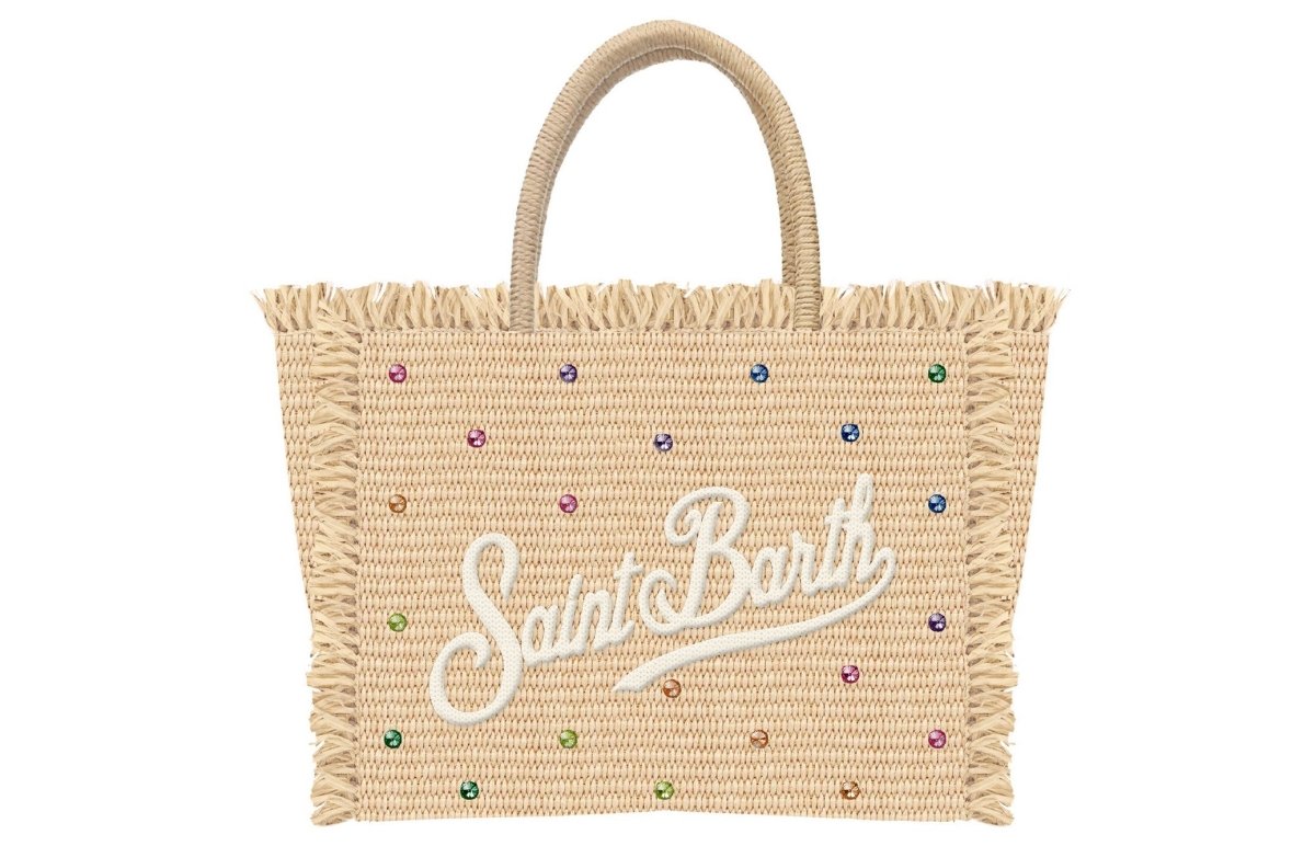 SAINT BARTH MULTI STRASS VANITY MINI STRAW BAG (PREORDER) - PURSES