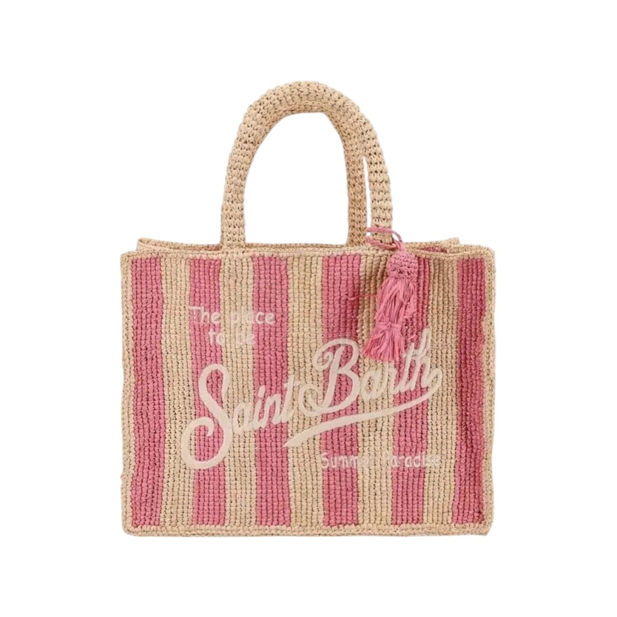 SAINT BARTH RAFFIA STRIPE VANITY MINI STRAW BAG - MC2 SAINT BARTH KIDS - PURSES