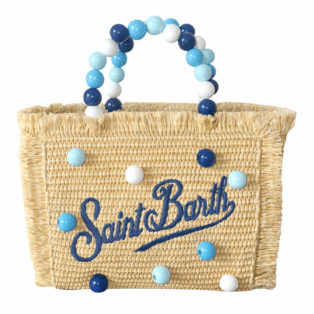 Joe & Monty Sours テディベア ハンドメイド　サイン入り SAINT BARTH WOODEN BEADS VANITY MINI STRAW BAG by MC2 SAINT BARTH