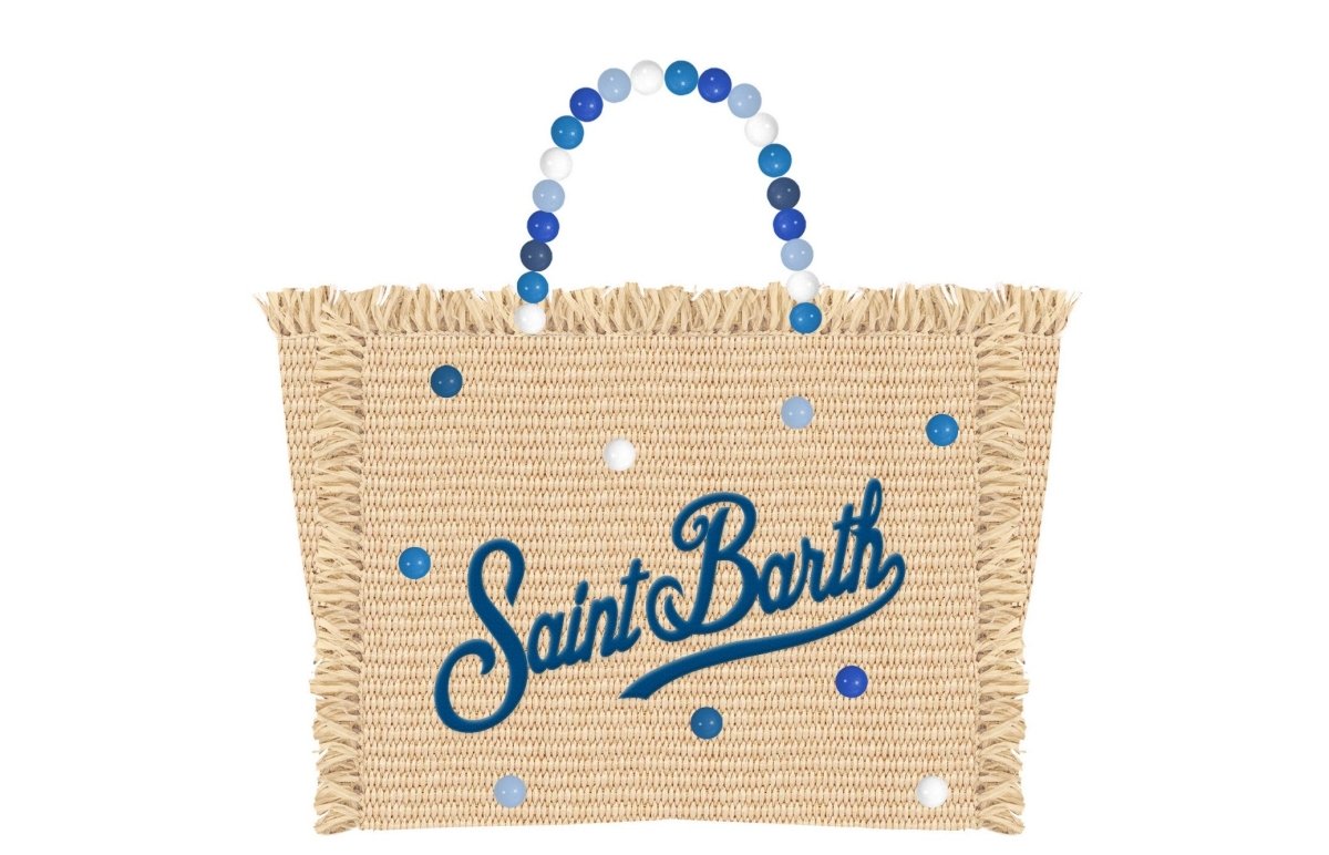 SAINT BARTH WOODEN BEADS VANITY MINI STRAW BAG (PREORDER) - PURSES