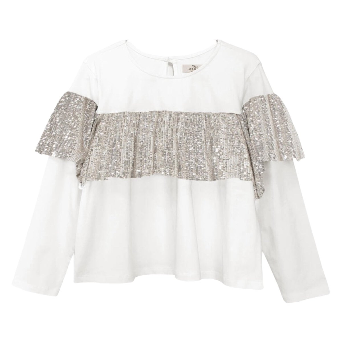 SEQUIN RUFFLE LONG SLEEVE TOP - LONG SLEEVE TOPS