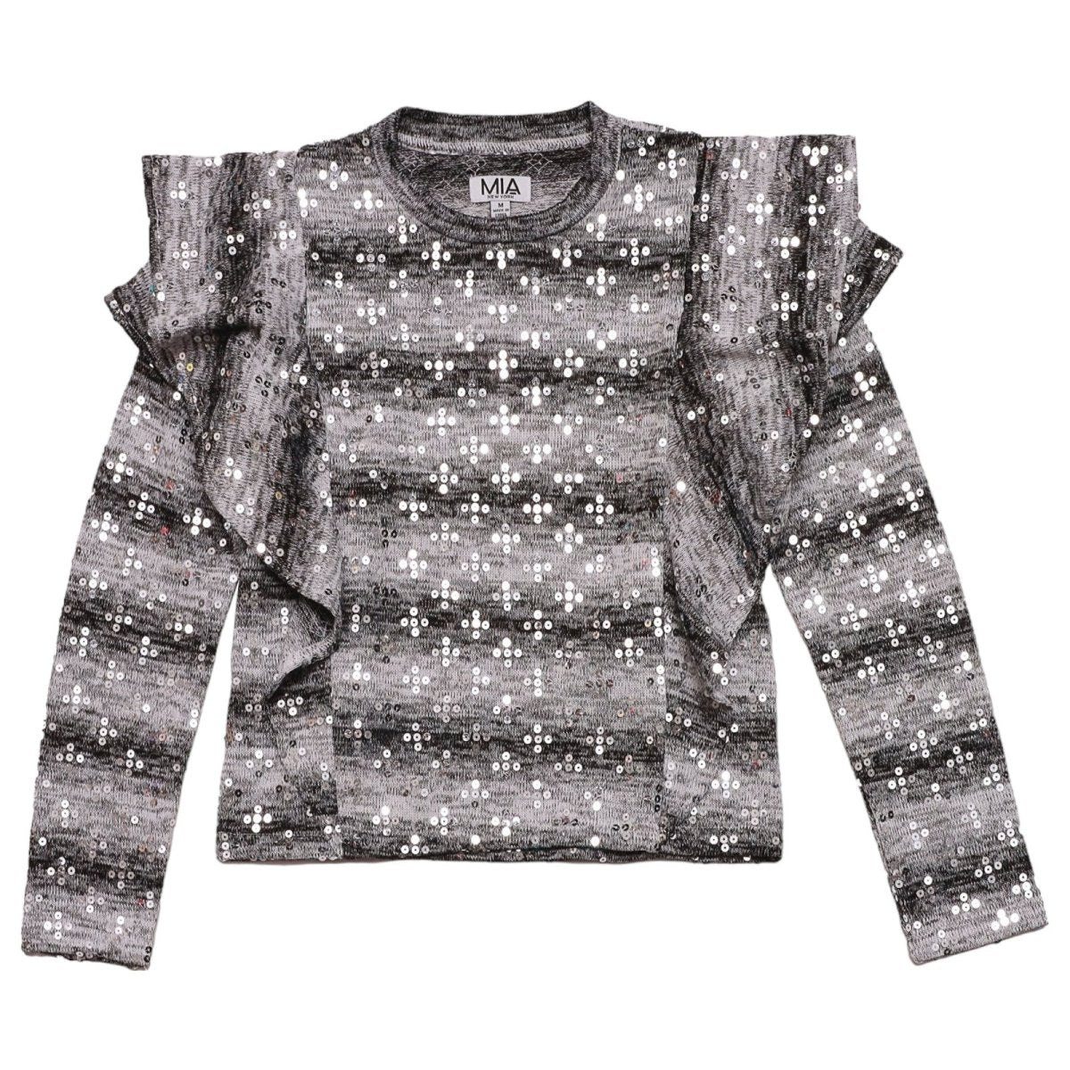 SEQUIN RUFFLE SWEATER - SWEATERS